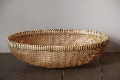 竹の楕円ざる上細ヒゴ編み小判深ザル