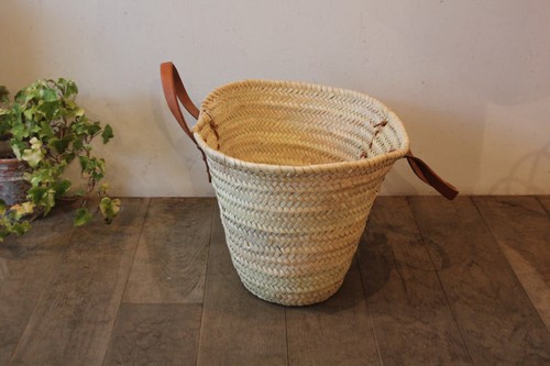 モロッコのレザーハンドルマルシェバスケット