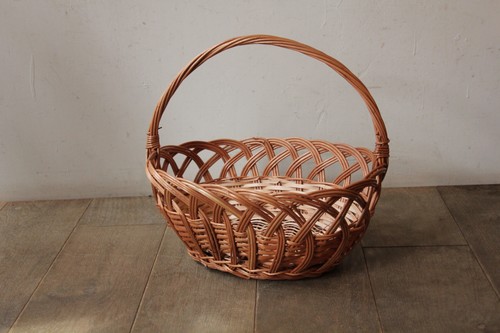 ポーランド製柳ワンハンドルフラワーラインバスケット
