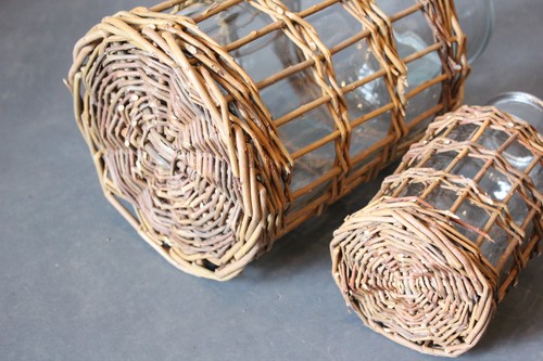 柳×ガラスのボトル型フラワーベース