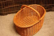 籐ラタン　一本手付き　楕円バスケット