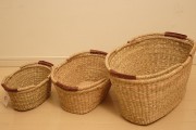 シーグラス　だ円手付きバスケット