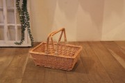 【柳　レジかごバスケット浅型　角】ショップ什器、ディスプレイかごに。お買い物かごに。《2189》