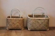 懐かしい魚河岸かご・市場かご【竹あじろ手付きかごバッグ】《0167》