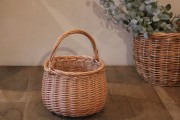 【煮柳 ワンハンドル丸バスケット】かごバッグとしても《0263》