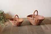 ラタン　ワンハンドルバスケット　花かご型