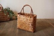 ナチュラルな竹かご【塗竹　かごバッグ】浴衣や着物にも！　《2886》　