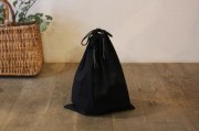 かごバッグの内布に、インナーバッグに。【コットン シンプル巾着 ブラック 】menuiオリジナル《0005》