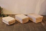 入れ子の3サイズセット【シーグラス 角ボックス】蓋付きバスケット《2887》
