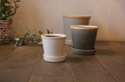 陶器の皿付き植木鉢グロッシーポット