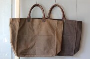 山羊革とキャンバス地のレクトトートバッグ