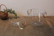 【アイアン×柳 ワイヤーラウンドバスケット】《3937》
