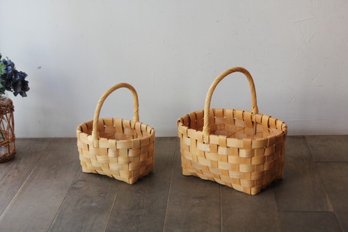 スライスウッド水杉ワンハンドルバスケット