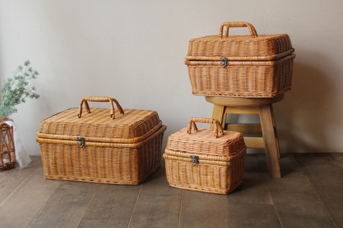 ラタンピクニックバスケット