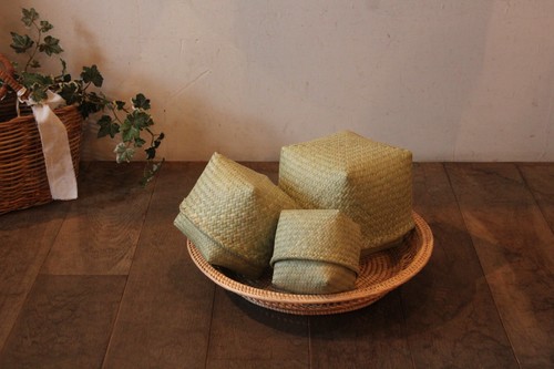 水草の被せ蓋かごキューブボックスバスケット