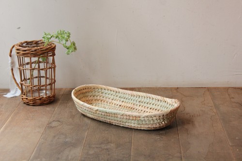 水草の透かしオーバルトレーかご