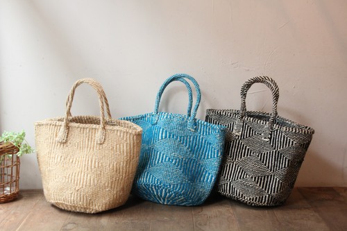 アクリル編みサイザルかごバッグ