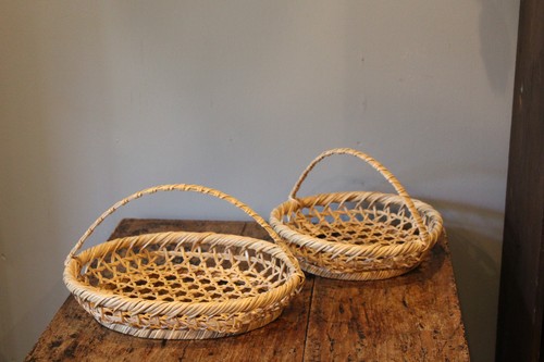 竹のねじり六つ目手付きかご