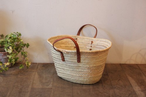 モロッコのレザーハンドルマルシェバスケット