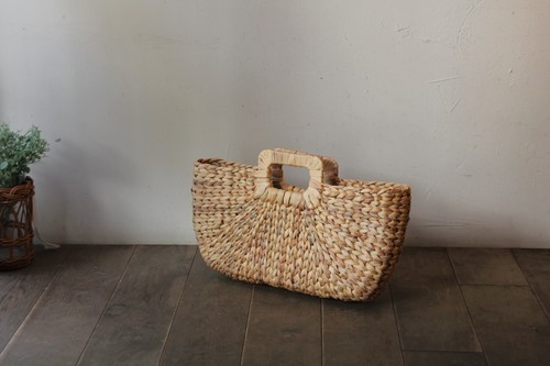 ウォーターヒヤシンスのスクエアハンドルかごバッグ