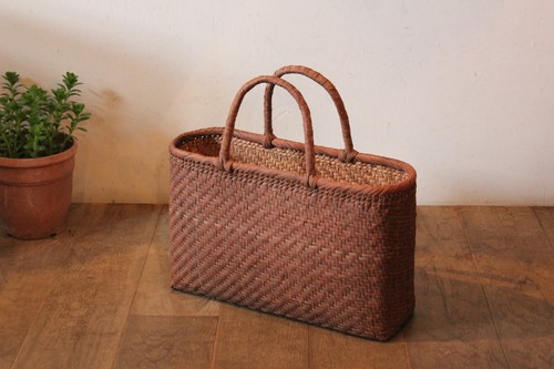 やまぶどうの細ひごあじろ編み一番皮かごバッグ