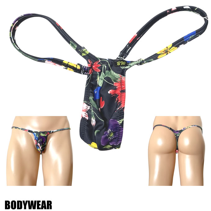 BODYWEAR メンズビキニ　ブラックフラワー　ウルトラマイクロ　Tバック　1001252