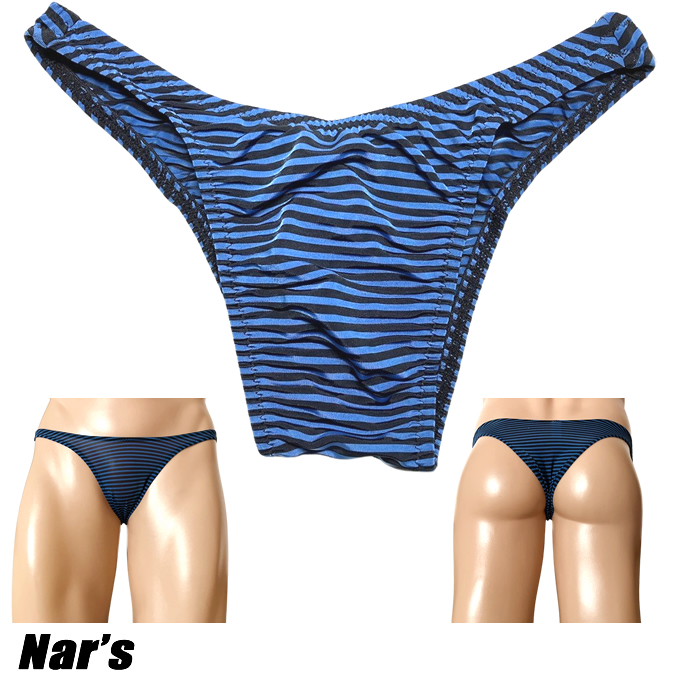 Nar's ユニセックスビキニ ブルーストライプ ハーフバック 1143