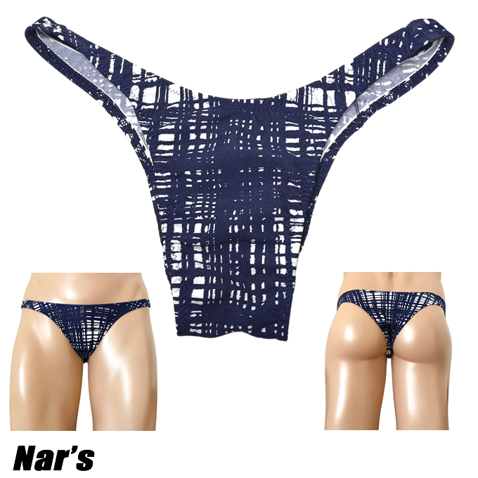 Nar's メンズビキニ ランダムチェック柄 フロントノーシーム ハーフバック 1153