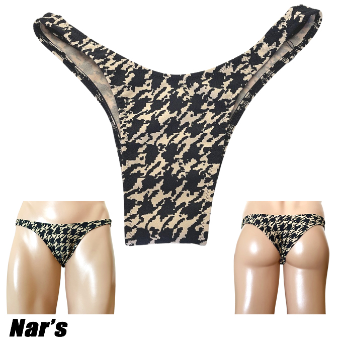 Nar's メンズビキニ チェック柄＆まだら模様 フロントノーシーム ハーフバック 1155