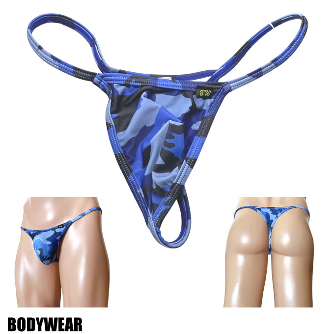 BODYWEAR メンズビキニ 迷彩ブルー トライアングルバック Gストリング 1476243