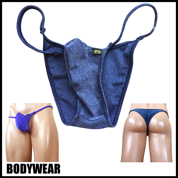 在庫限り！30％OFF！BODYWEAR メンズビキニ インディゴデニム調 上向きTフロント リオバック denim tone rio bikini 2005211