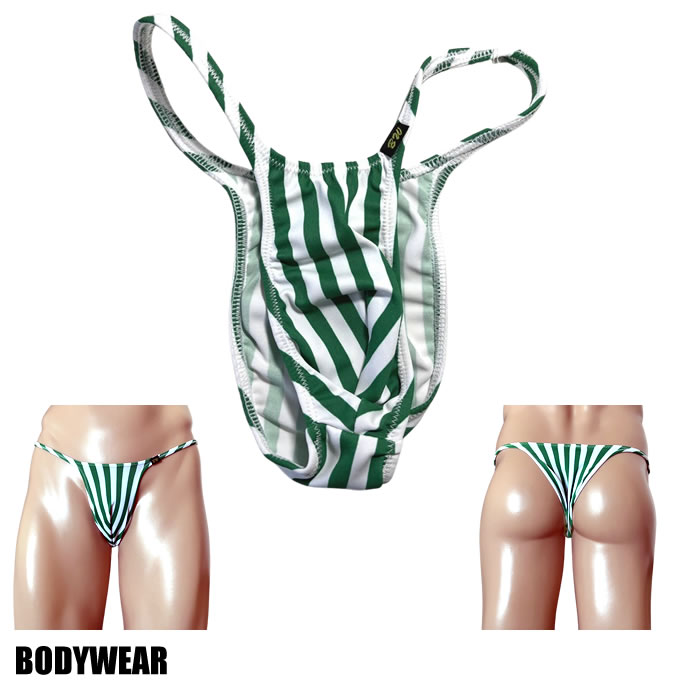 BODYWEAR メンズビキニ　グリーンストライプ　シャープ　リオバック　2056259