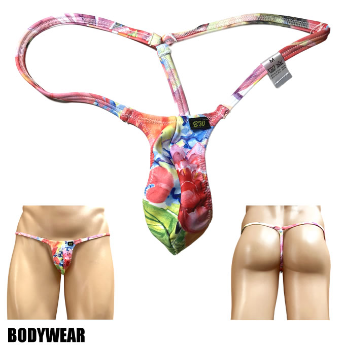 BODYWEAR メンズビキニ　ボタニカルフラワー柄　ウルトラマイクロ　Gストリング　3003266