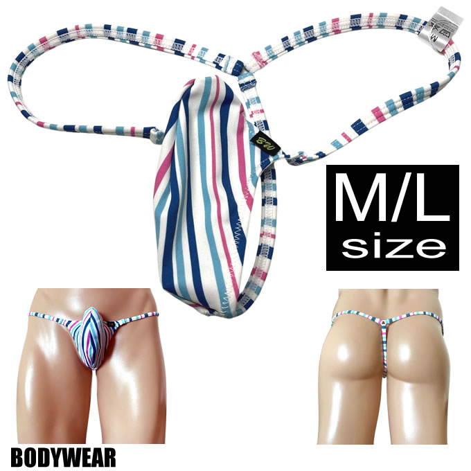 BODYWEAR メンズビキニ　クールストライプ　上向きTフロント　Gストリング　3006251