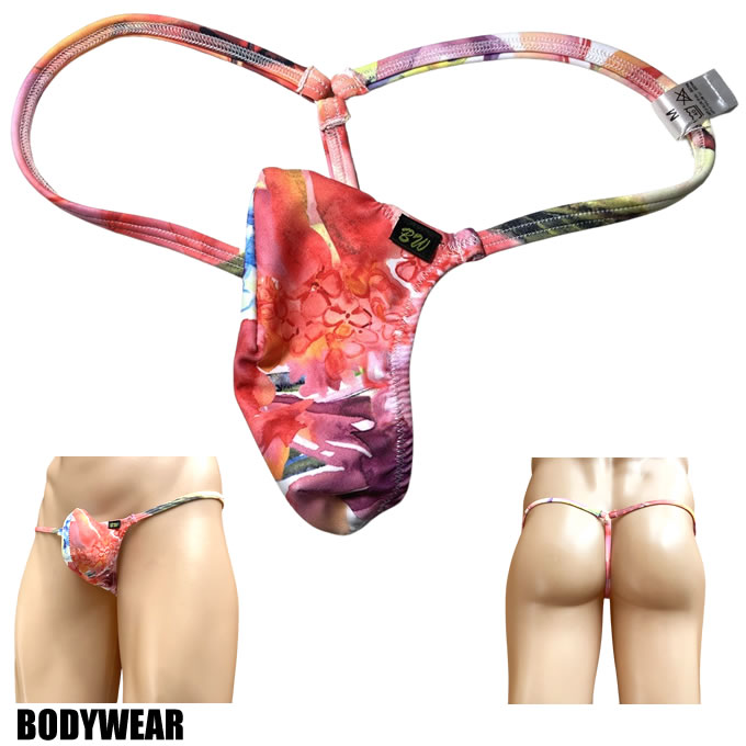BODYWEAR メンズビキニ　ボタニカルフラワー柄　上向きTフロント　Gストリング　3006266