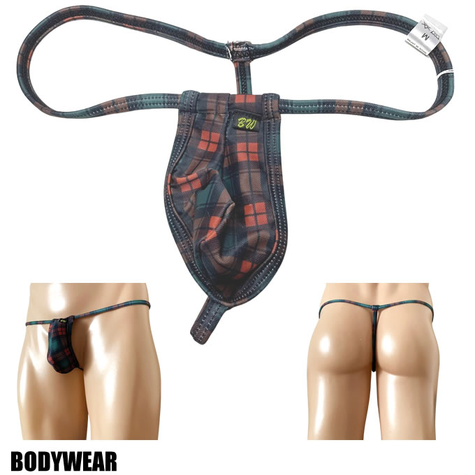 BODYWEAR メンズビキニ　タータンチェック柄　スリムTフロント　Gストリング　887249