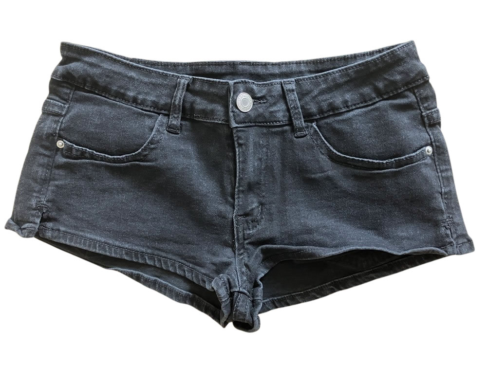 ホットパンツ ストレッチデニム ローライズ＆サイドスリット BLACKエディション hp1027