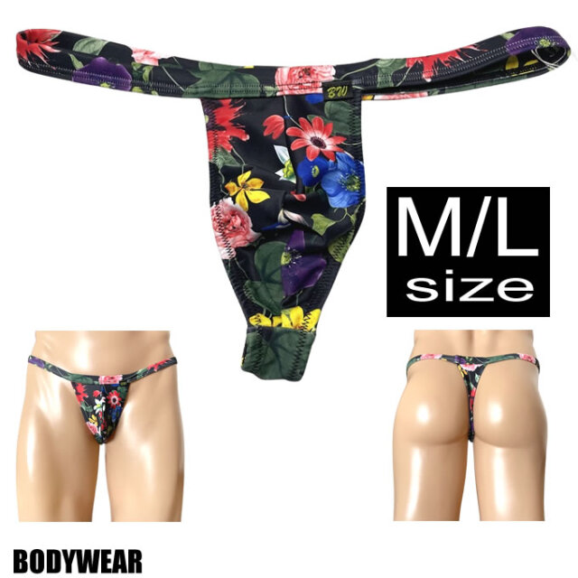 BODYWEAR メンズビキニ ブラックフラワー ウェストバインダー Tバック