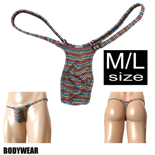 BODYWEAR メンズビキニ　マルチカラーストライプ　ウルトラマイクロ　Tバック　1001258