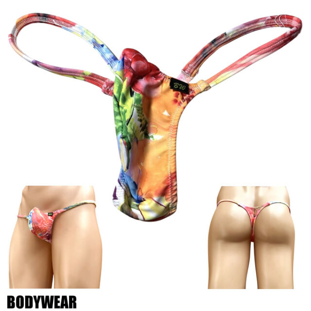 BODYWEAR メンズビキニ　ボタニカルフラワー柄　上向きTフロント　Tバック　1004266