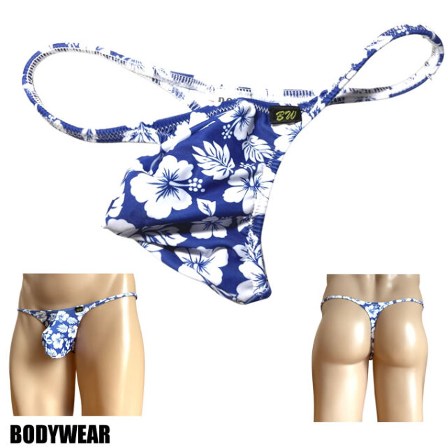 BODYWEAR メンズビキニ 2WAYストレッチニット ハイビスカス柄 バルジシャープ　Tバック Mサイズ 1041272