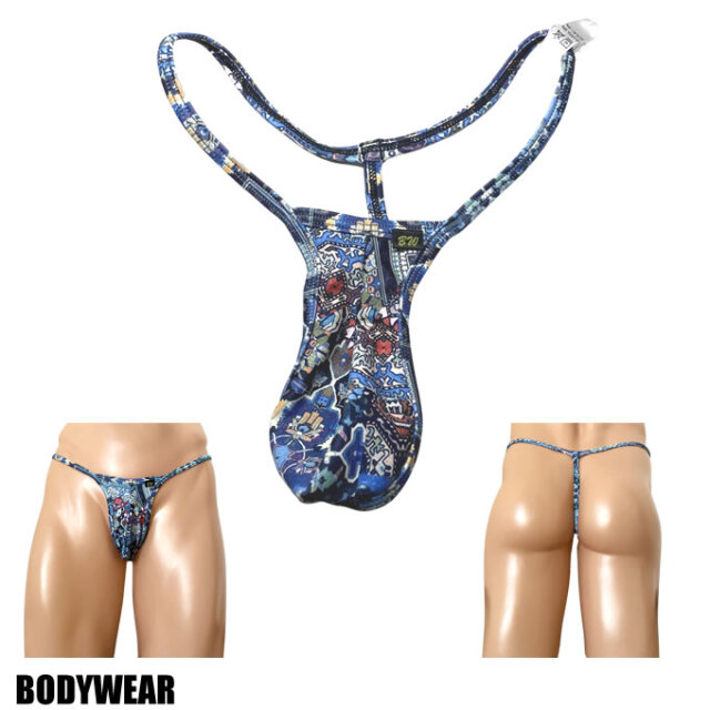 BODYWEAR メンズビキニ　ダマスク＆アート柄　ハイレグTフロント　Gストリング　1210246