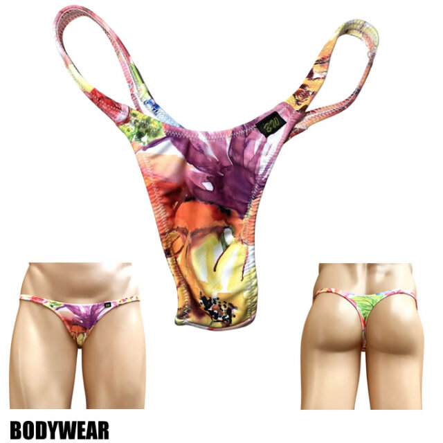 BODYWEAR ユニセックスビキニ ボタニカルフラワー柄 Vフロント Tバック 1419266