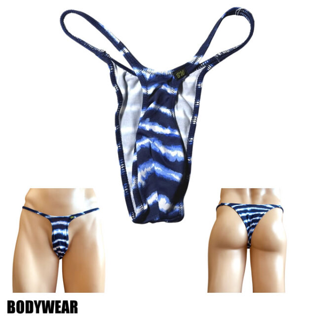 BODYWEAR メンズビキニ　ボーダービビット柄　ハイレグTフロント　リオバック　1647265