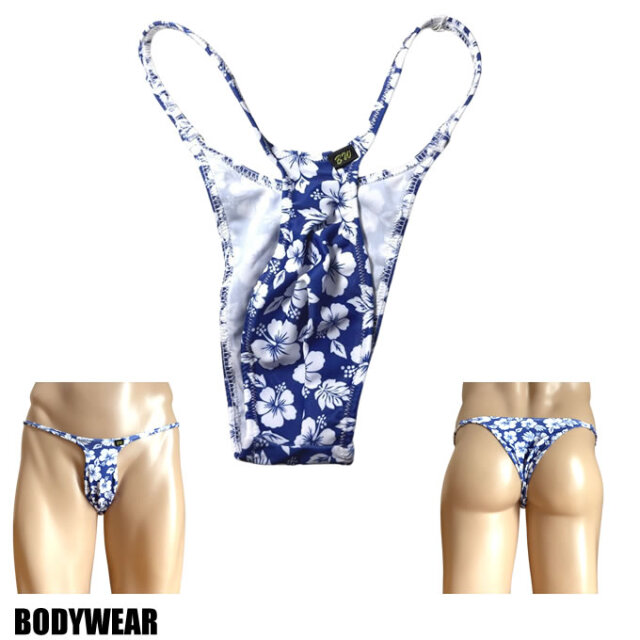 BODYWEAR メンズビキニ 2WAYストレッチニット ハイビスカス柄 スリムTフロント　リオバック Mサイズ 1647272