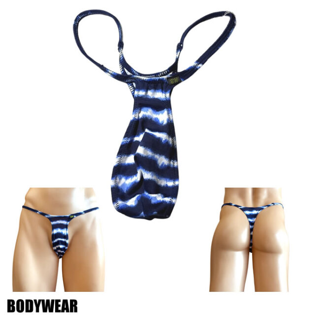BODYWEAR メンズビキニ　ボーダービビット柄　ハイレグTフロント　Tバック　1648265