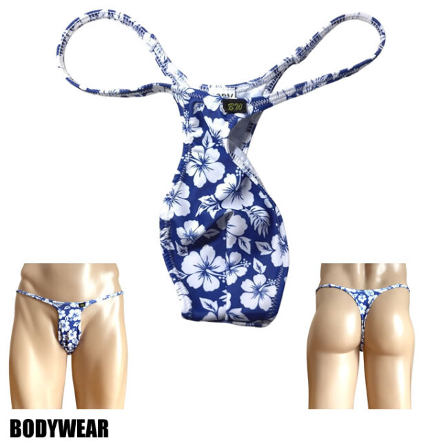 BODYWEAR メンズビキニ 2WAYストレッチニット ハイビスカス柄 スリムTフロント　Tバック Mサイズ 1648272