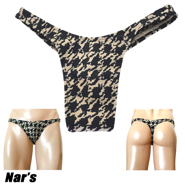 Nar's メンズビキニ チェック柄＆まだら模様 フロントノーシーム Ｔバック 1655