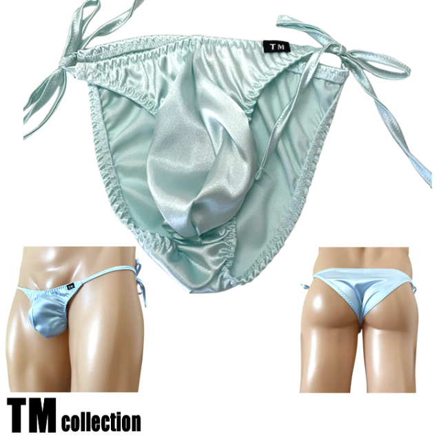 TMコレクション メンズビキニ Satin サイドリボン ハーフバック 175072