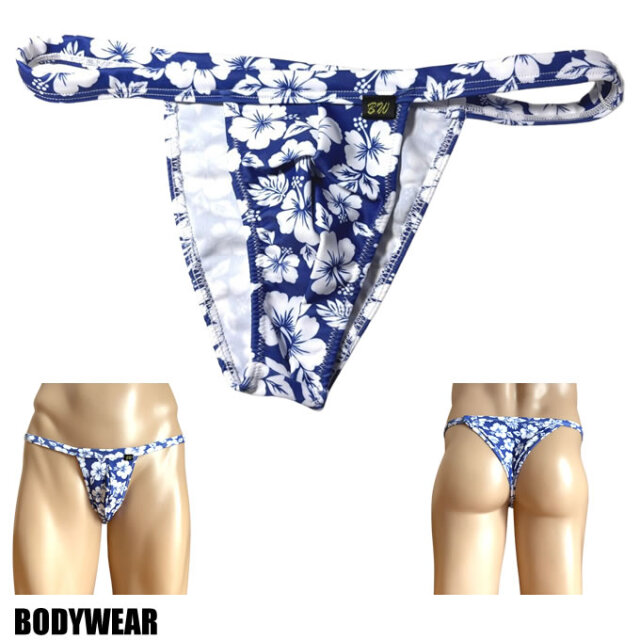 BODYWEAR メンズビキニ 2WAYストレッチニット ハイビスカス柄 ウェストバインダー　ハーフバック Mサイズ 2054272